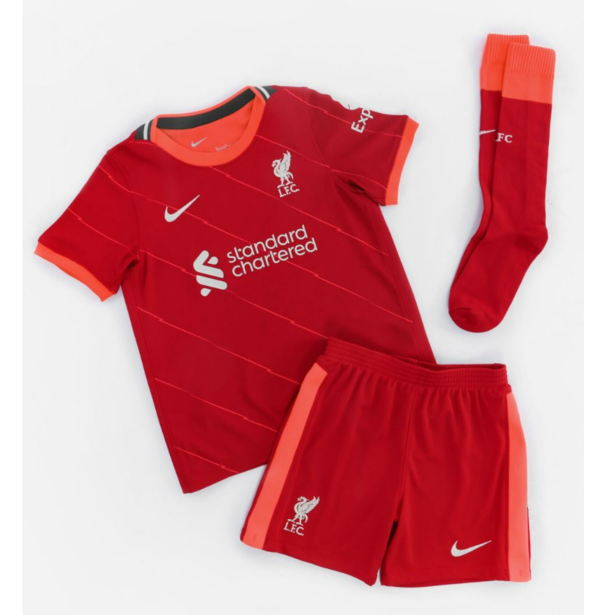 Kids 2021/22 Liverpool Home Soccer Kits Shirt With Shorts